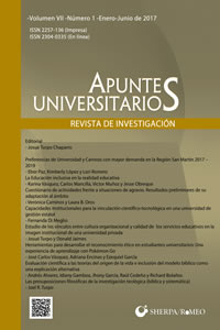 					Ver Vol. 7 Núm. 1 (2017): Revista de Investigación Apuntes Universitarios
				